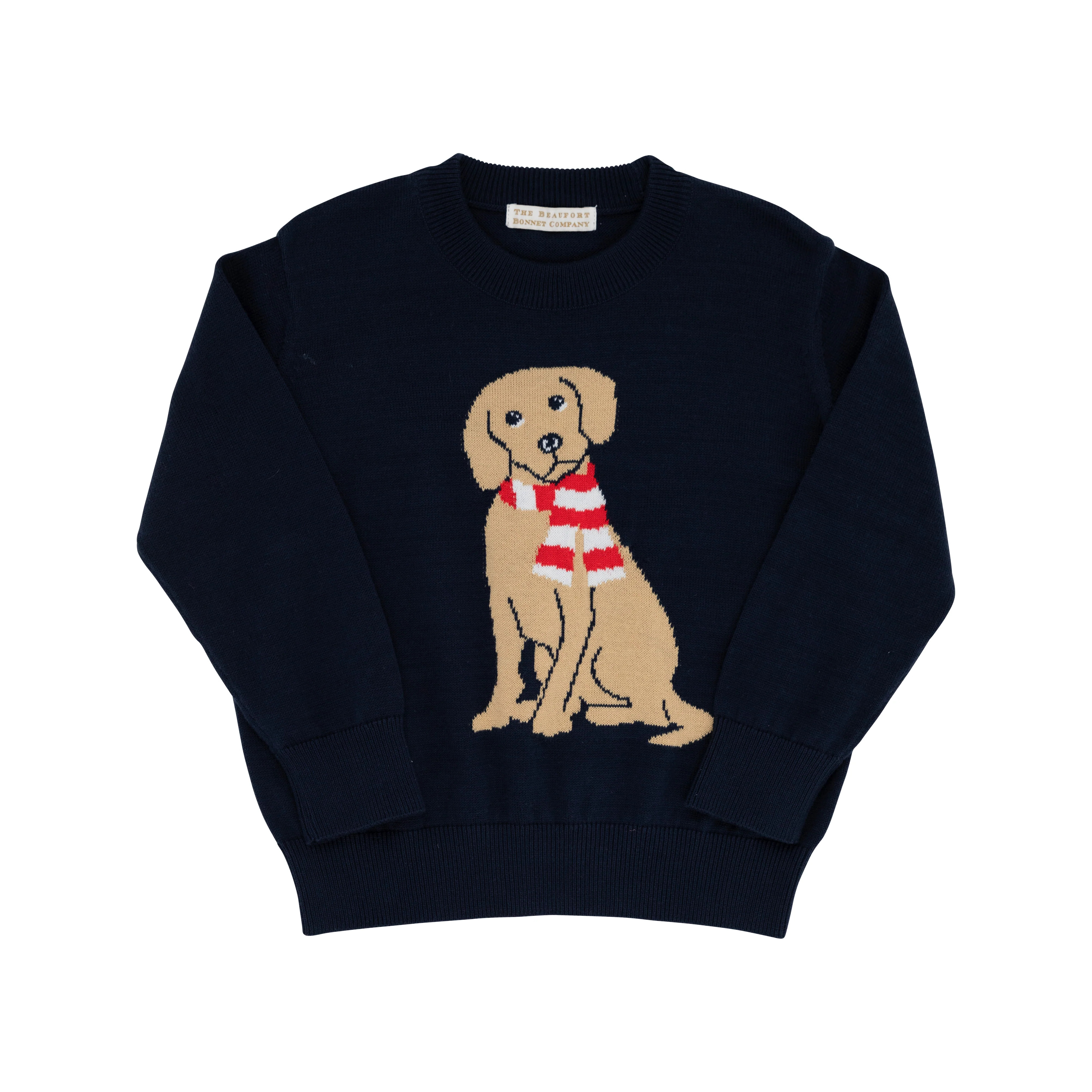 Isaac's Intarsia Sweater - Nantucket Navy with Dog Intarsia | The Beaufort Bonnet Company
