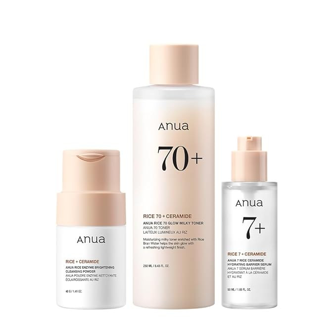 ANUA Rice Trio Set : Rice Cleansing Powder & Milky Toner & Hydrating Serum, Marshmallow face mask... | Amazon (US)
