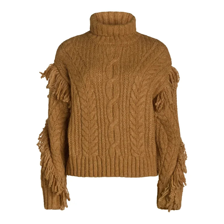 Scoop Long Sleeve Turtleneck Cable Sweater, Sizes XS-XXL | Walmart (US)