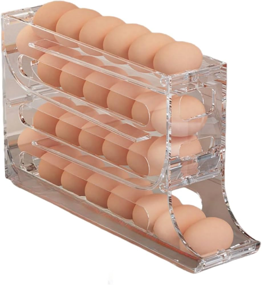 Egg Holder for Fridge, Eggs Dispenser Auto Rolling Egg Tray Storage 30 egg Container Space-Saving... | Amazon (US)