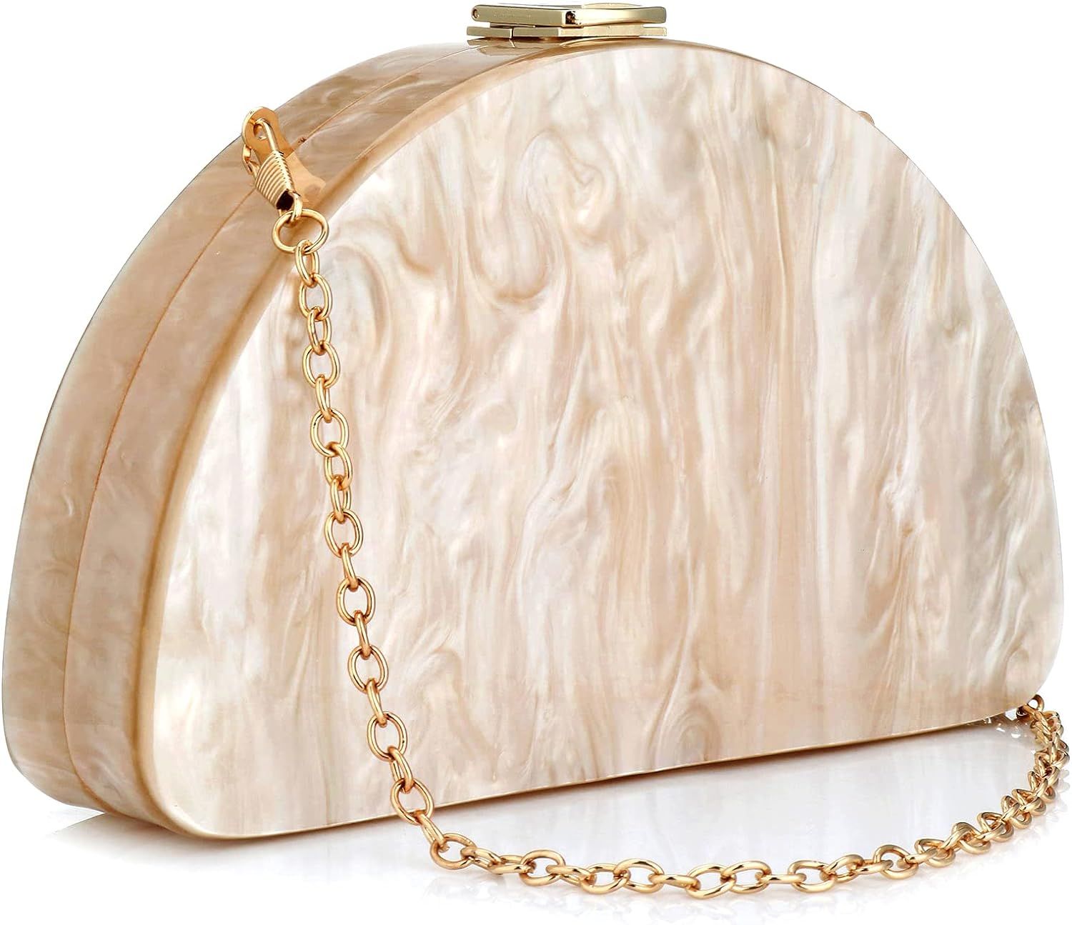 YYW Clutch Purses Women Semicircle Evening Bag Crossbody Bag Elegant Acrylic Handbags for Wedding... | Amazon (US)