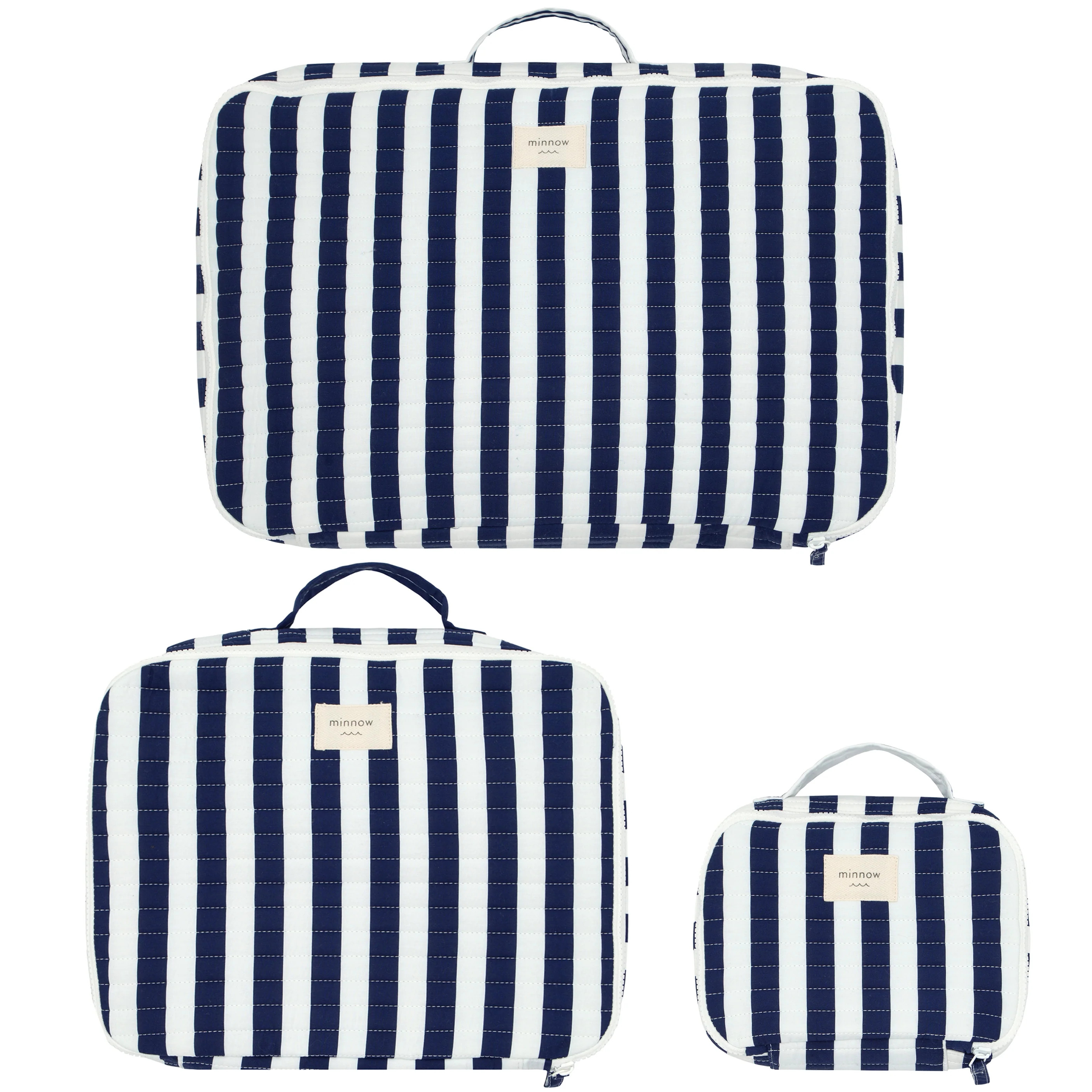 navy cabana stripe packing cubes | minnow swim | minnow