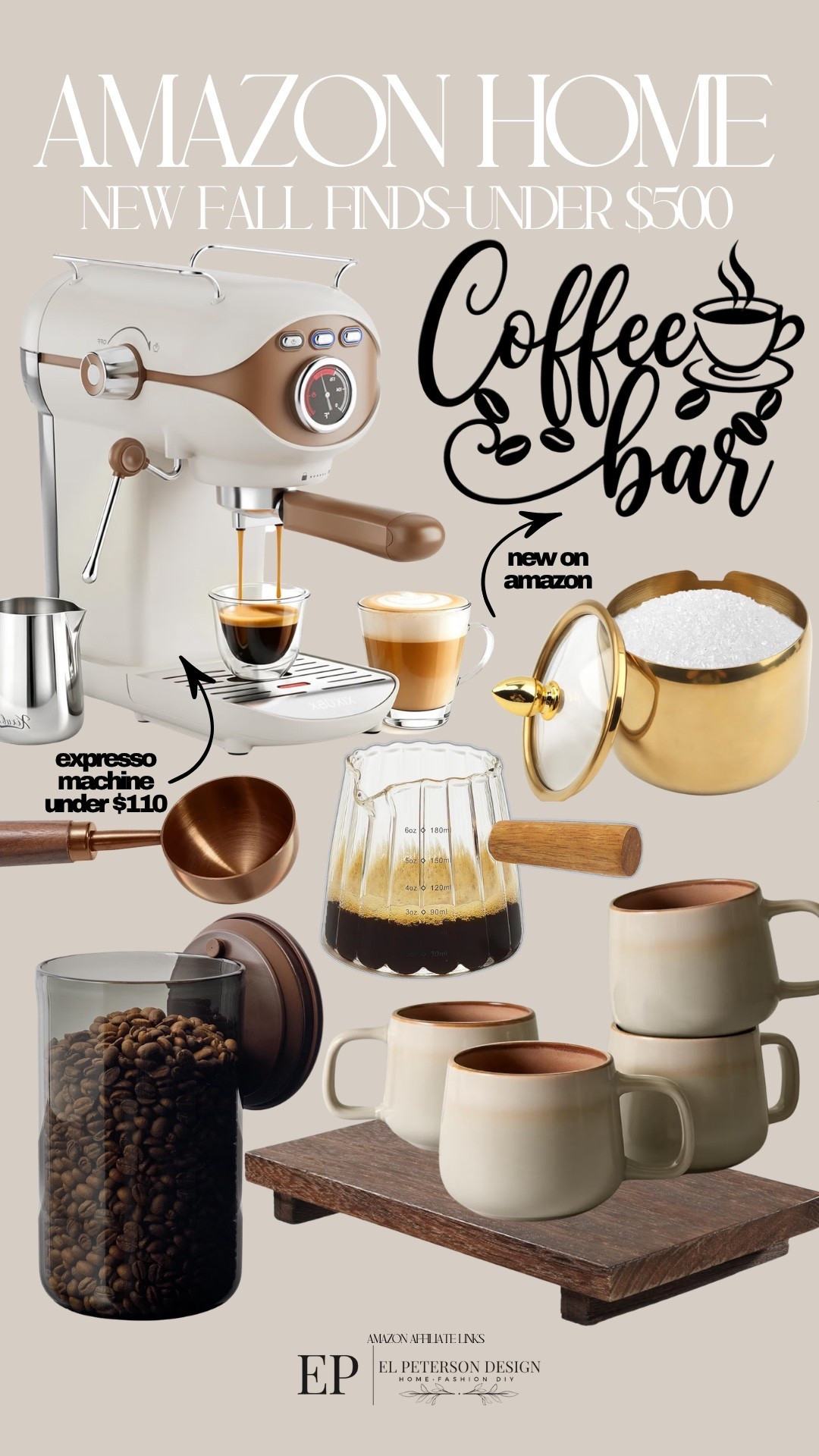 Amazon
Coffee Bar
Expresso Machine
Coffee mugs
Coffee holder
Sugar container
Measuring spoon
Coffee bar decal

#LTKHome