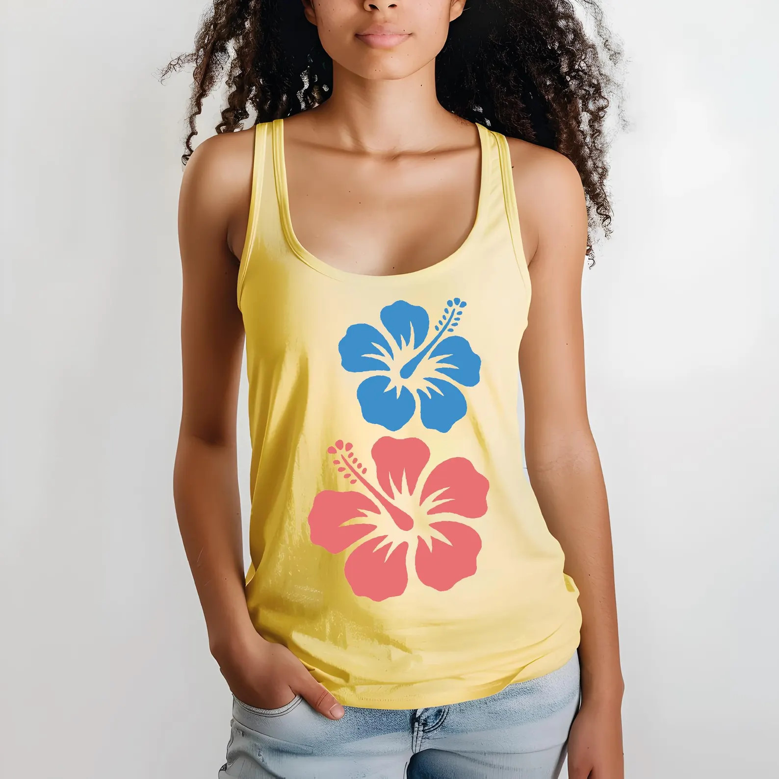 Tropical Hibiscus Tank Top, Floral Racerback Shirt, Summer Beach Vacation V-neck Tee - Etsy | Etsy (Global)