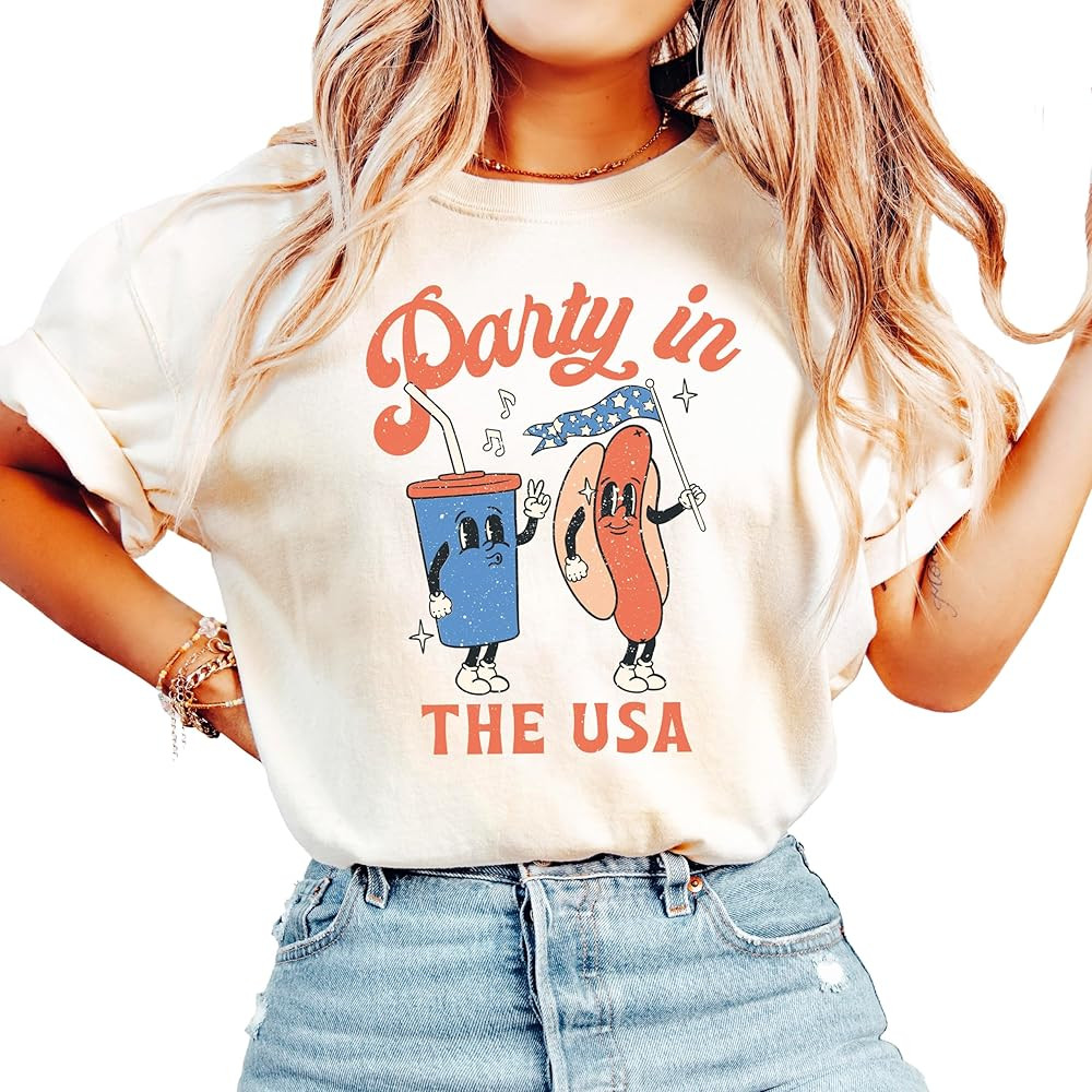 Retro 4th of July Party in The USA Tee for Women and Teens | Amazon (US)
