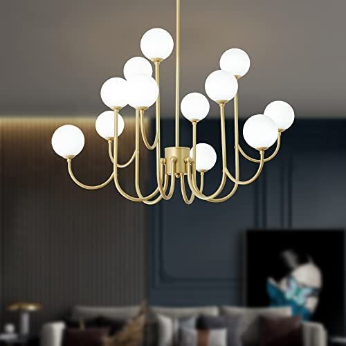 QUOOBE Modern Gold 12 Light Glass Globe Chandeliers,Sputnik Ceiling Pendant Light Fixture for Liv... | Amazon (US)