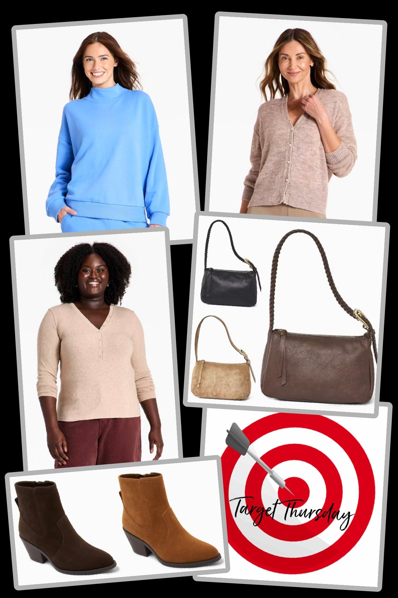 Time for Target Thursday, a round up of fantastic New Arrivals worth checking out! 🎯

🎯 JoyLab Women’s Active Mockneck Pullover - can’t say enough great things about this new top! It’s so soft and comfy, and the colors available are gorgeous. Easy staple to cozy up in over the months ahead.

🎯 Universal Thread Women’s Long Sleeve Heritage V-Neck Henley Shirt - a basic long sleeve is considered one of the most popular items of the season this year, though this wardrobe staple always makes a great layering piece. Loving this Henley style that elevates the look of a basic long sleeve - so classic. Several color options to choose from at a super affordable price. 

🎯 Universal Thread Women’s Mindy Ankle Boots - it’s officially boot season! Finally had the chance to try this chic new release on, and they’re fantastic! The boot itself is really comfy, and this style compliments so many looks. Also available in the color of the season, chocolate brown 🤎

🎯 A New Day Women’s Airy Knit Button-Up Cardigan Sweater - the button down cardigan is back in a big way this Fall, and this is one of Target’s top selling new versions. The fabric is super soft, and the version is one that can easily be styled a variety of ways, from dressy to casual. 

🎯 Universal Thread Soft Belted Shoulder Bag - we’ve seen such a resurgence in this style of handbag over the past months. Excellent price point for this luxe bag that’s so on trend. Three easy neutrals available. 

#targetthursday #targetfinds #targetstyle

#LTKSeasonal #LTKootd #LTKdayinmylife
