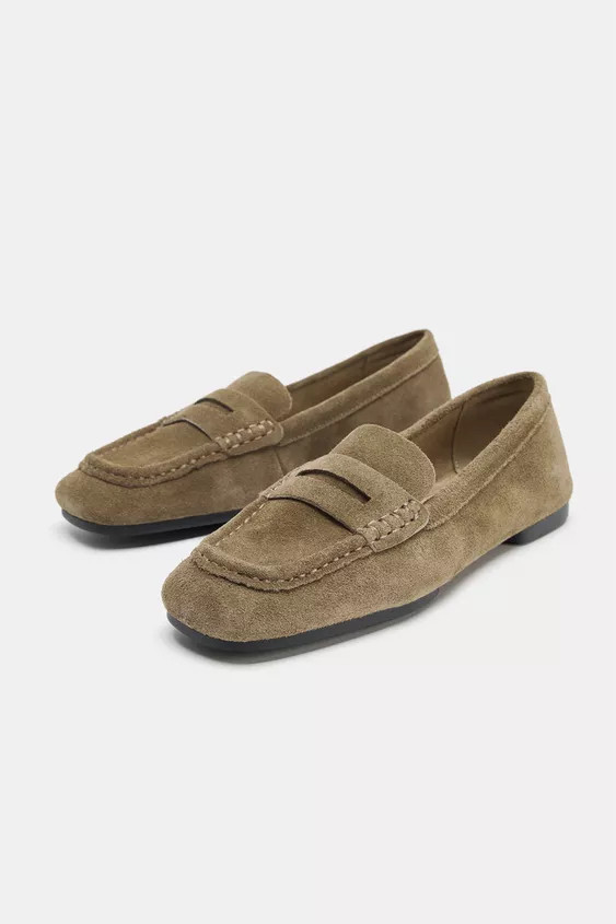 SPLIT SUEDE LOAFERS | Zara UK
