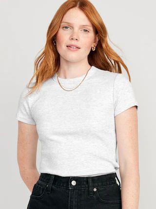 Fitted Rib-Knit Cropped T-Shirt for Women | Old Navy (US)