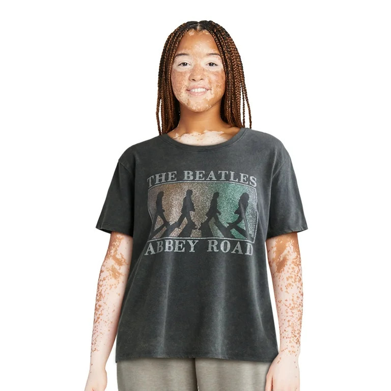 Time and Tru Women’s Beatles Abbey Road Graphic Band Tee with Short Sleeves, Sizes S-XXXL | Walmart (US)