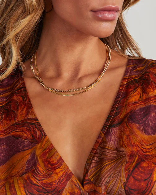 Anaise Layered Chain Choker Necklace - Gold | VICI