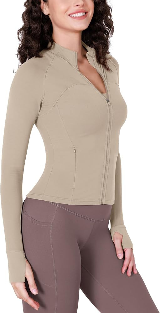ODODOS Cloud Feeling Athletic Jacket for Women Full Zip Lightweight Workout Top with Pockets Thum... | Amazon (US)