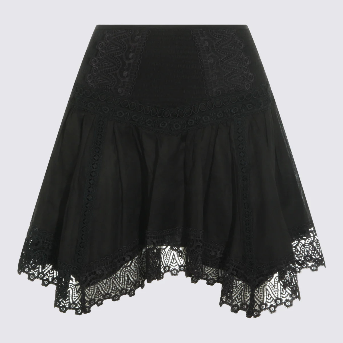 Charoruiz Lace-Trimmed Cotton Blend Skirt — Black | Italist Inc.
