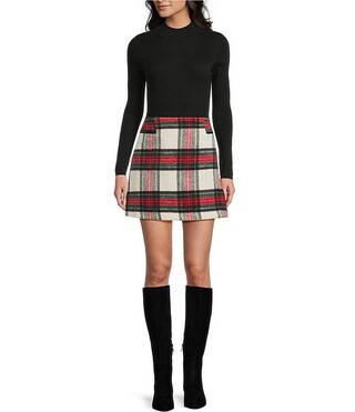 Copper Key Velvet Plaid Mini Skirt | Dillard's | Dillard's
