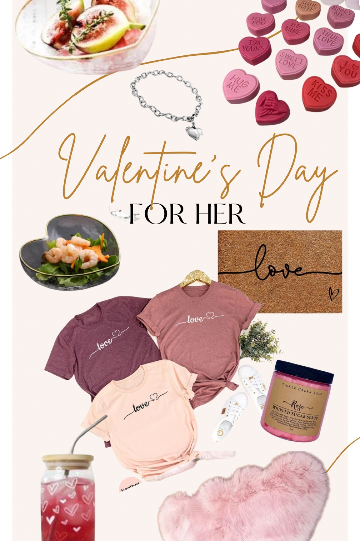 Valentine’s Day gifts for her

Heart bowls, heart cups, heart rug, mat, sugar scrub, body scrub , door mat, heart soap, bracelets, tshirt, clothing, women’s clothing, shirt

#ltkfind #competition

#LTKFind #LTKGiftGuide #LTKunder50