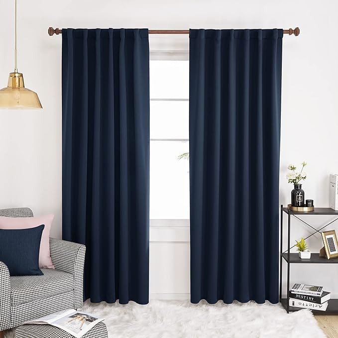 Deconovo Solid Back Tab Curtains - Blackout Curtains Thermal Insulated Drapes, Room Darkening Cur... | Amazon (US)