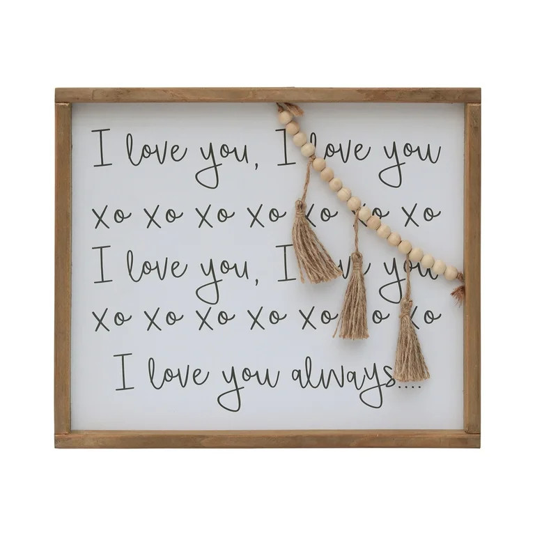 Parisloft Farmhouse Rusitc Wood Love Sign with Wood Bead Strand and Tassel Decor - I Love You, XO... | Walmart (US)