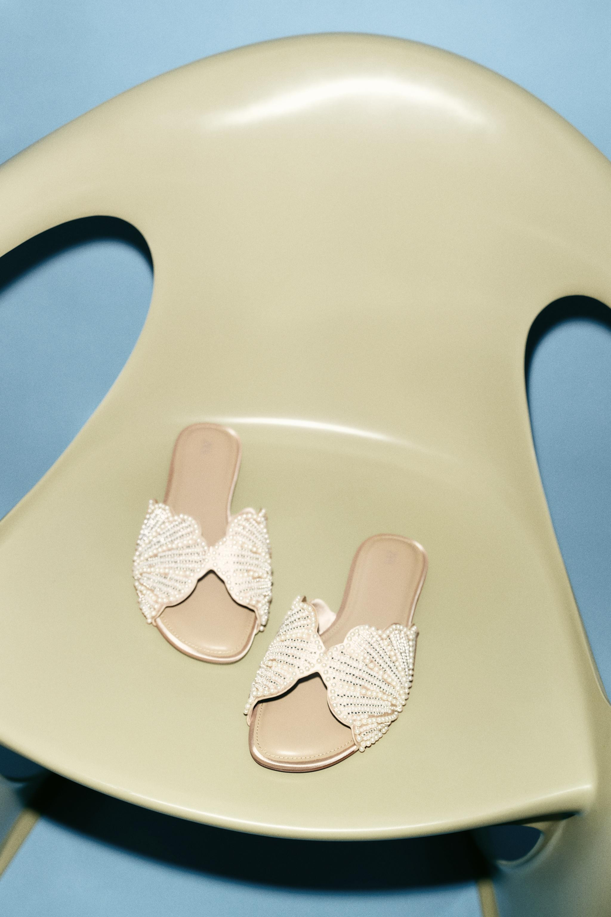 FLAT SLIDE SANDALS WITH SHINY APPLIQU\u00c9S | Zara UK