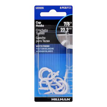 Hillman 0.87-in White Steel Cup Hook (8-Pack) | Lowe's