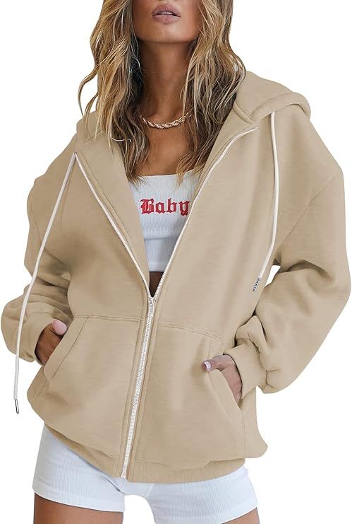 Kisscynest Women's Fashion Zip Up Hoodies Teen Girl Fall Jacket Oversized Casual Sweatshirts Y2K ... | Amazon (US)