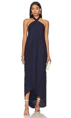 onia Air Linen Halter Maxi Dress in Deep Navy from Revolve.com | Revolve Clothing (Global)