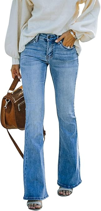 KUNMI Women's Flare Bell Bottom Jeans High Waisted Wide Leg Bootcut Jeans Stretchy Denim Pants | Amazon (US)