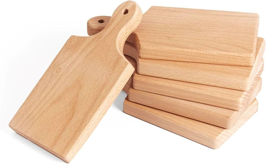 Mini Charcuterie Boards - Set of 6 Personal Beechwood Cheese Boards, 7 x 3.35 Inch Small Serving ... | Amazon (US)