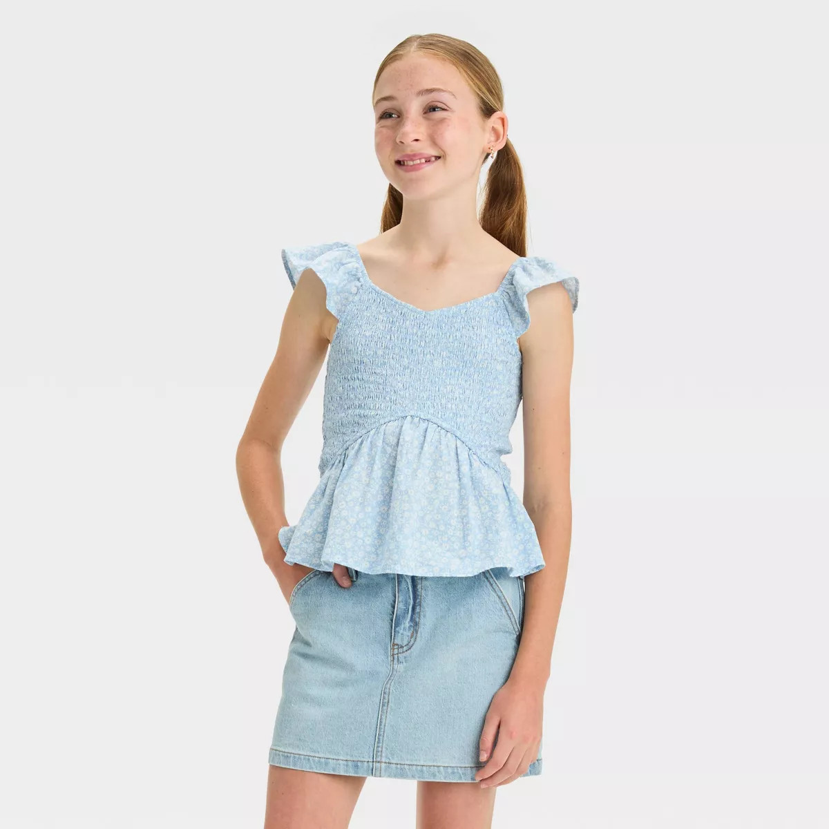 Girls' Sleeveless Smocked Woven Top - art class™ | Target