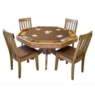 Lost Mill Series Poker Table 1-Quantity in Provincial Oak with 4-Chairs (1-Pack) | The Home Depot