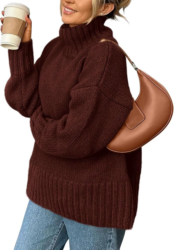 PRETTYGARDEN Women's 2025 Fall Oversized Sweaters Turtleneck Casual Long Sleeve Chunky Knit Pullo... | Amazon (US)