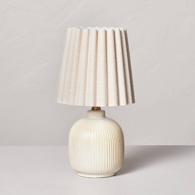 Ribbed Tonal Ceramic Table Lamp Cream (Includes LED Light Bulb) - Hearth & Hand™ with Magnolia | Target