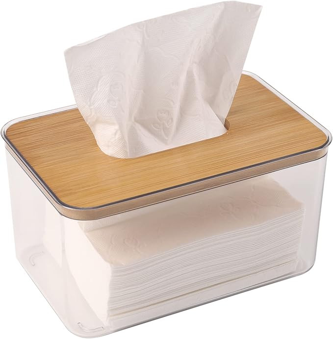 Acrylic Tissue Box, Acrylic Dryer Sheet Holder for Laundry Room, Table Clear Dryer Sheet Dispense... | Amazon (US)