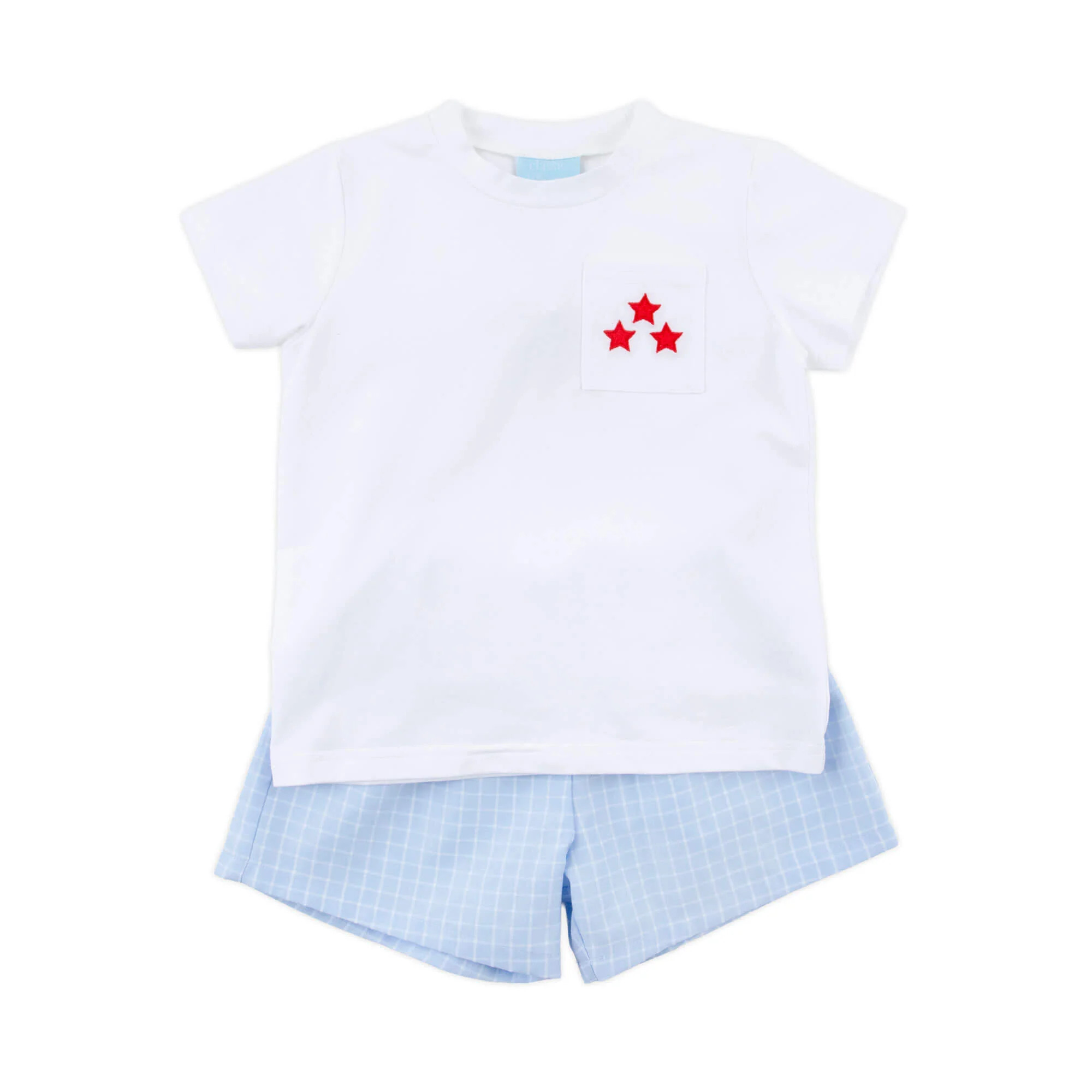 Bright Stars Light Blue Windowpane Short Set | Classic Whimsy