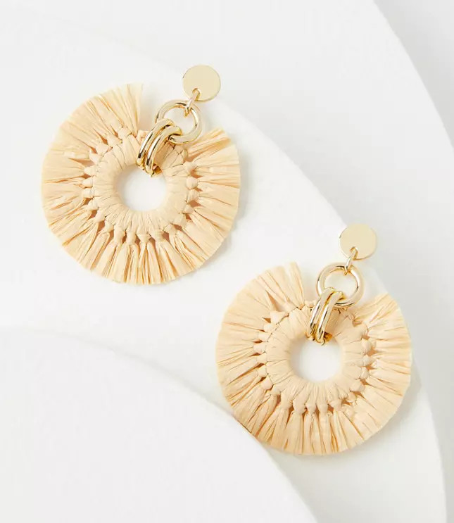 Raffia Circle Drop Earrings | LOFT