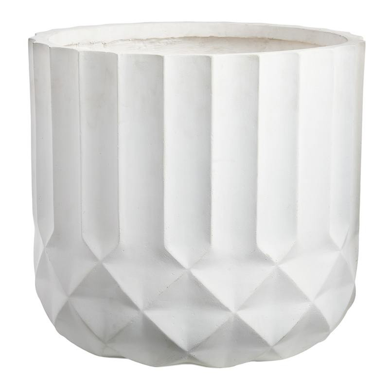 Short White Diamond Ribbed Shadow Planter, 17" | At Home