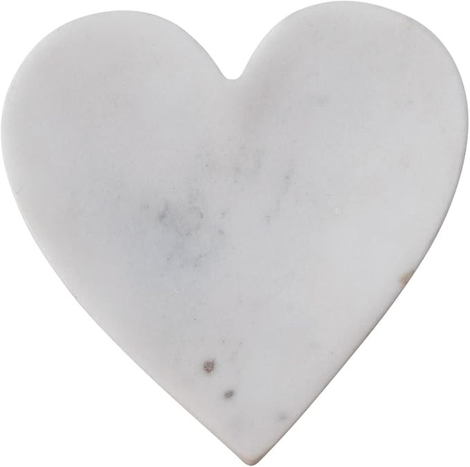 Creative Co-Op Marble Heart Dish, 5" L x 5" W x 1" H, White | Amazon (US)