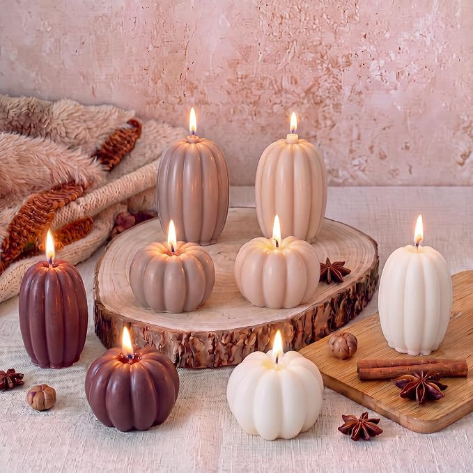 Nuanchu 8 Pcs Fall Pumpkin Shaped Soy Candles Halloween Scented Tealight | Amazon (US)