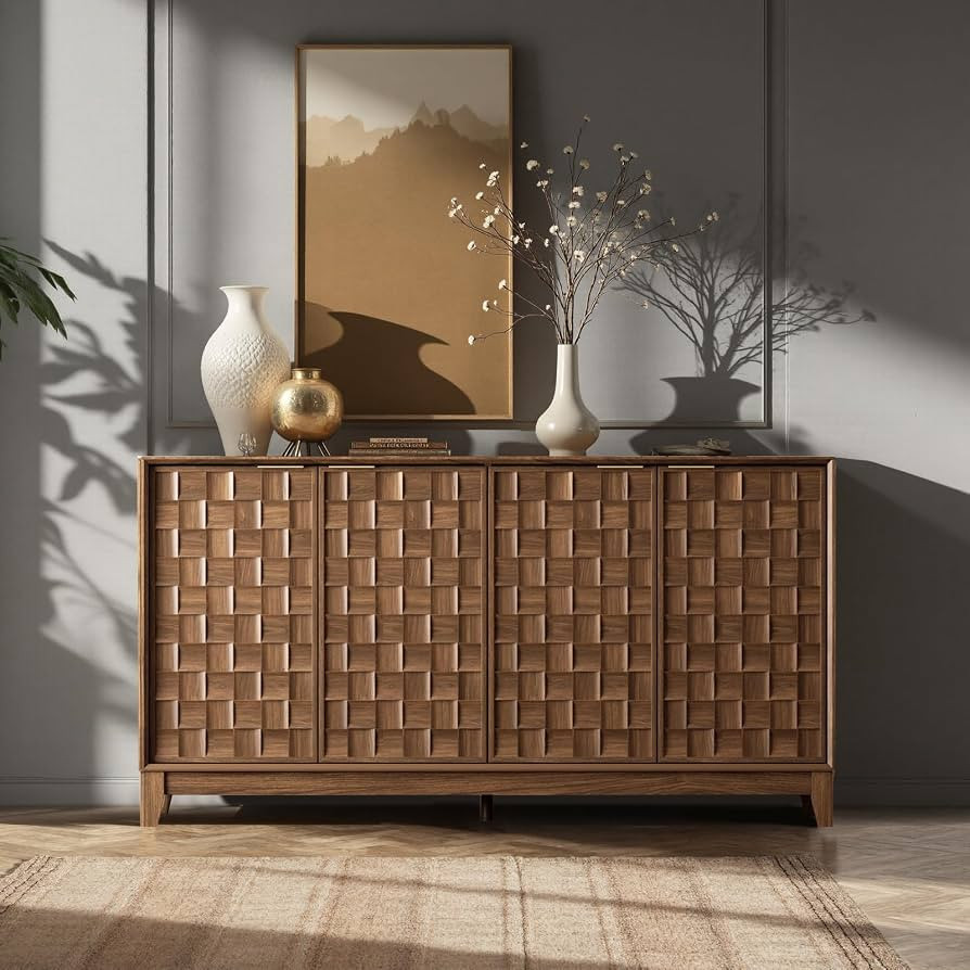 COLAMY Fluted Sideboard Cabinet with Storage, Solid Wood Buffet for Dining Room, Credenza Console... | Amazon (US)
