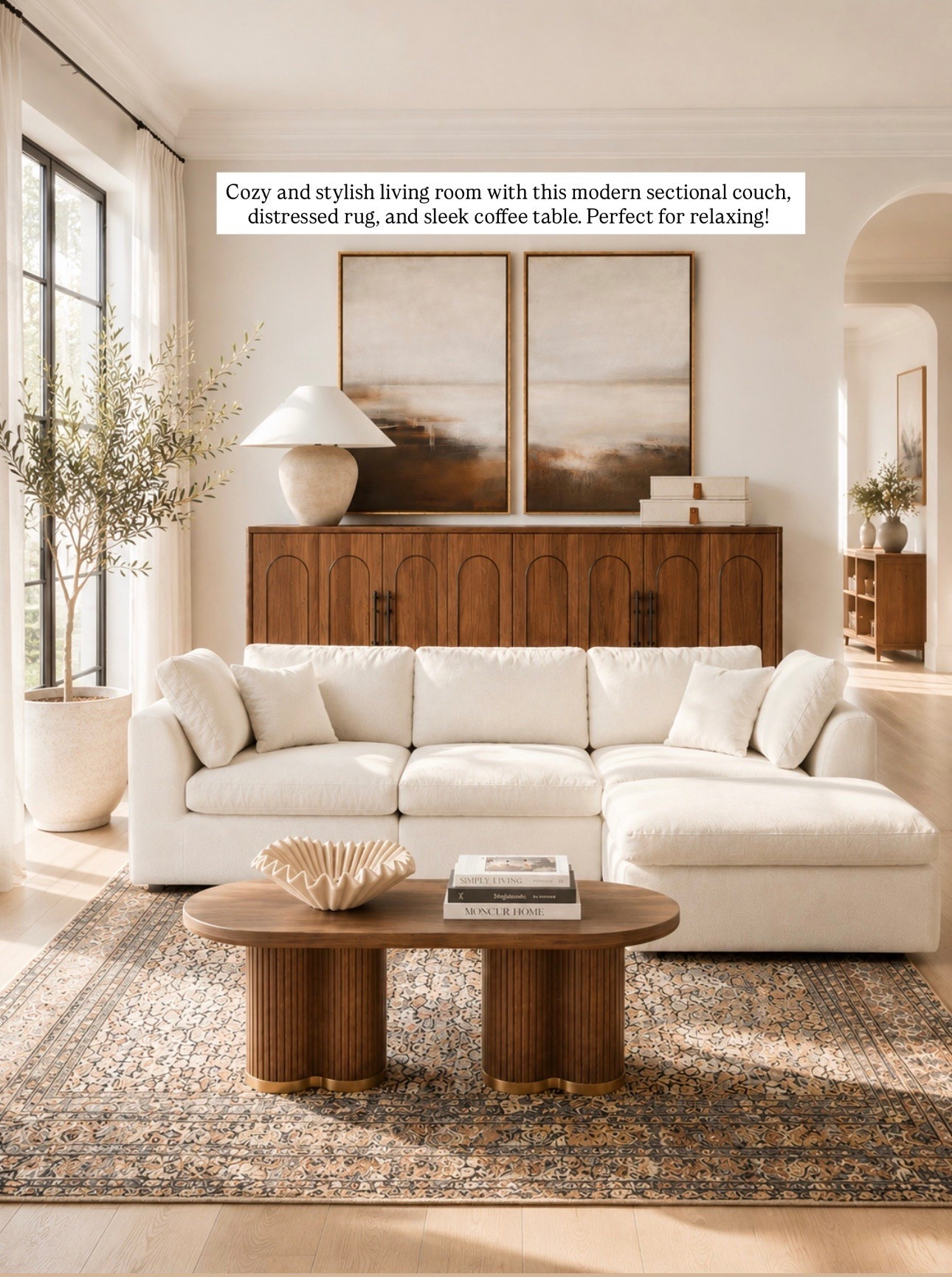 Cozy and stylish living room with this modern sectional couch, distressed rug, and sleek coffee table. Perfect for relaxing!

#LTKSaleAlert #LTKHome