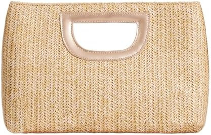 Straw Clutch Purse for Women Formal Evening Bag Faux Raffia Clutch for Wedding Prom Dinner | Amazon (US)