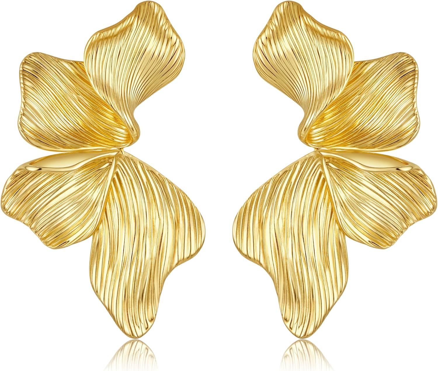 HANRESHE Flower Earrings Gold & Silver Statement Stud | Amazon (US)
