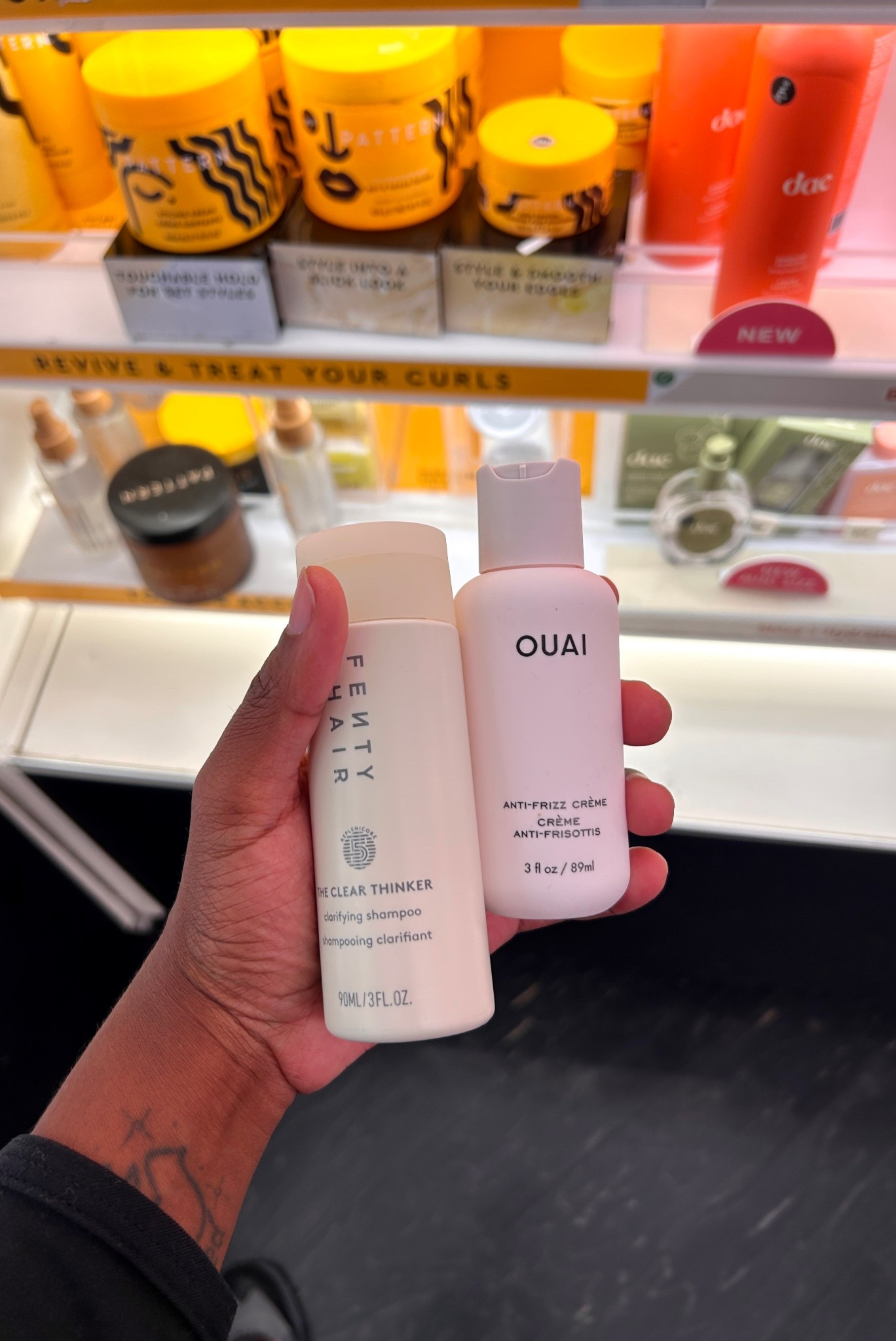 choosing some mini hair care products to test out before i find the right match for me 😌 this is a great way to explore new natural curly hair care products without stressing about having to use up a full-sized bottle! build your own trial/travel-size kit! #naturalhaircare #blackwoman #naturallycurly #fentyhair #ouai

#LTKBeauty #LTKFindsUnder50