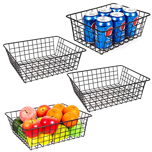 Pantry Baskets Pantry Organization and Storage 4 Pack Large Wire Baskets for Organizing Pantry Storage Bins Metal Wall Hanging Basket | Amazon (US)