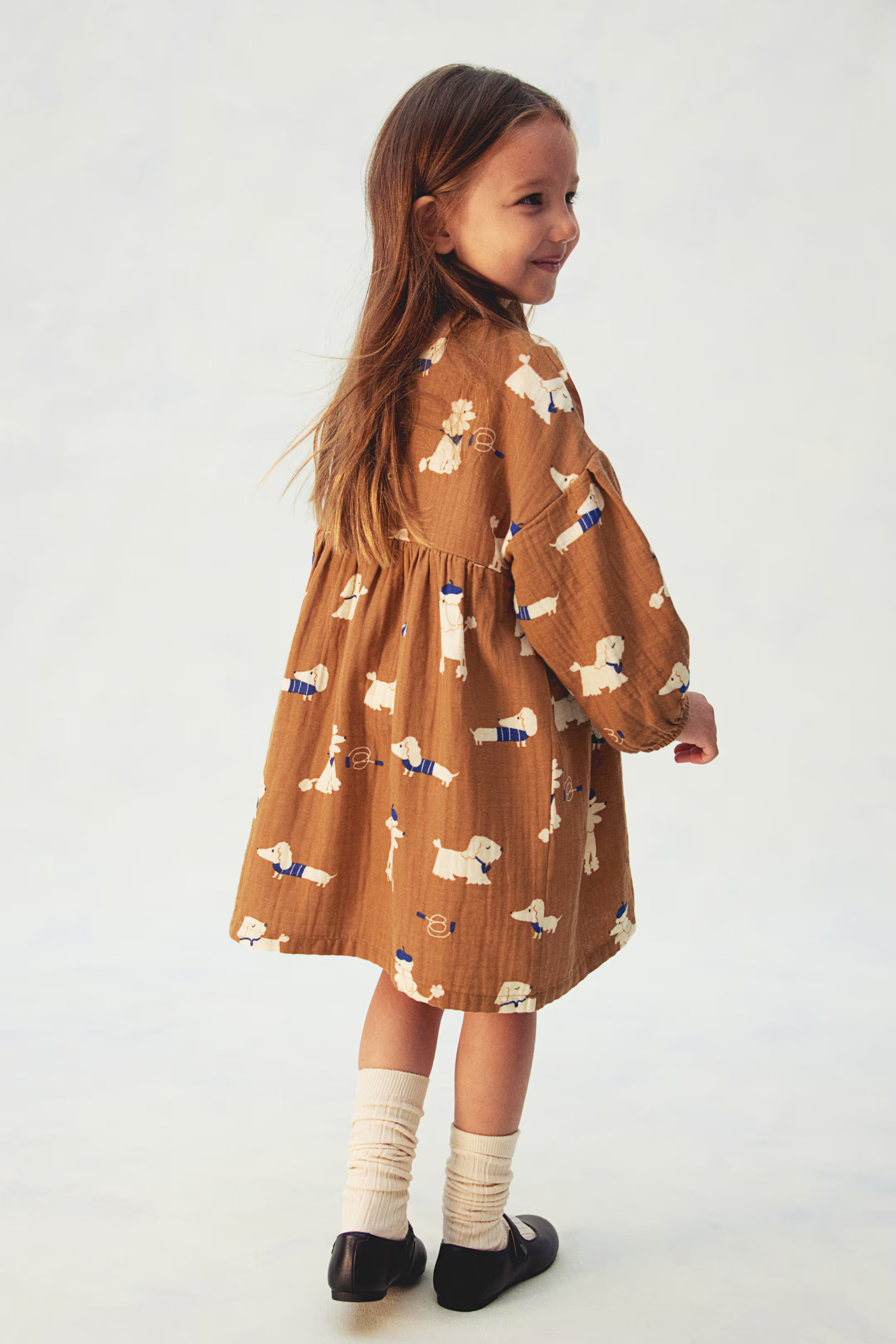 Cotton Muslin Dress - Brown/dogs - Kids | H&M US | H&M (US + CA)