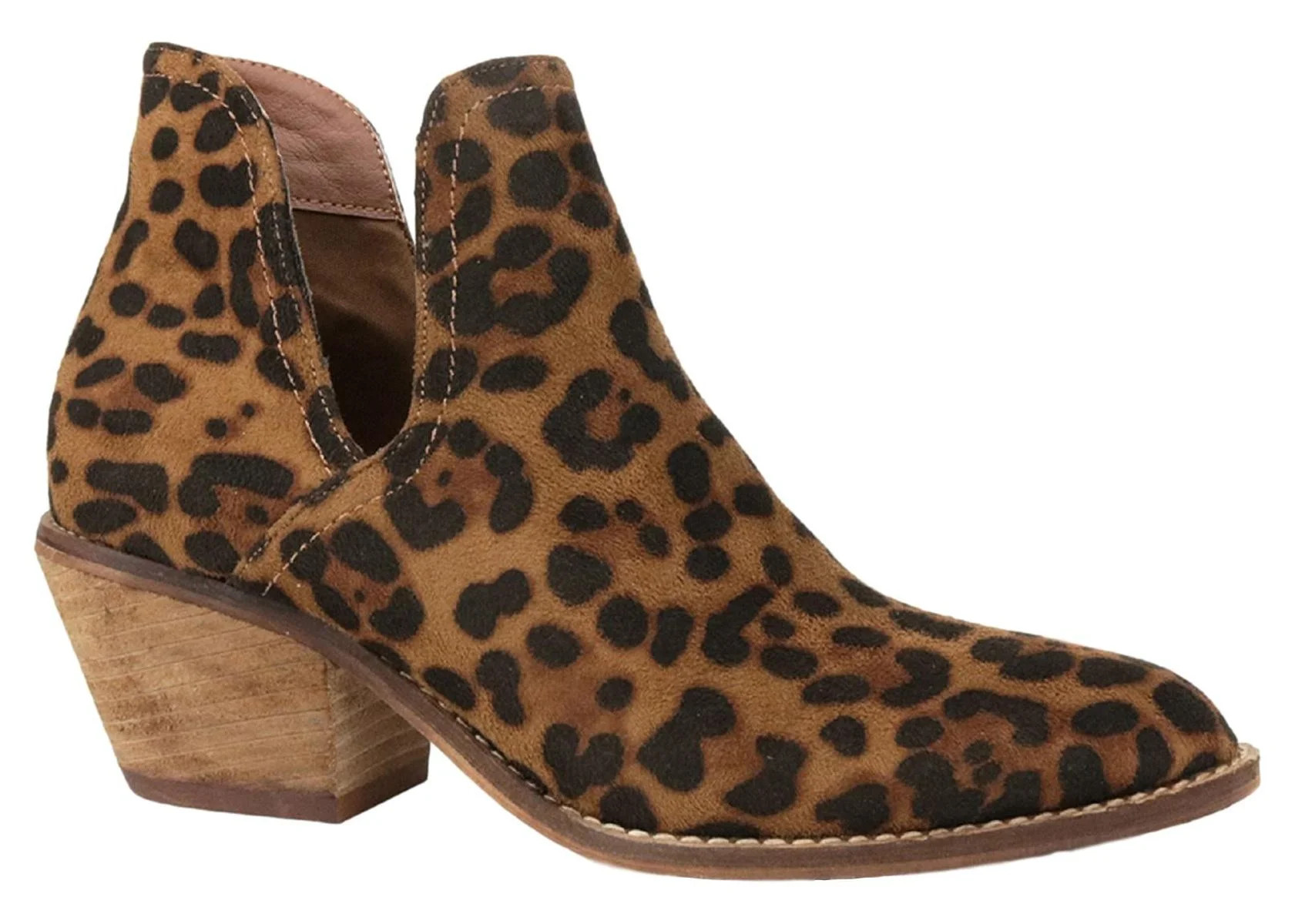 Sunny-01 Women Western Short Ankle Pointed Toe Booties Boots Animal Leopard Print V Side Cut D'Or... | Walmart (US)