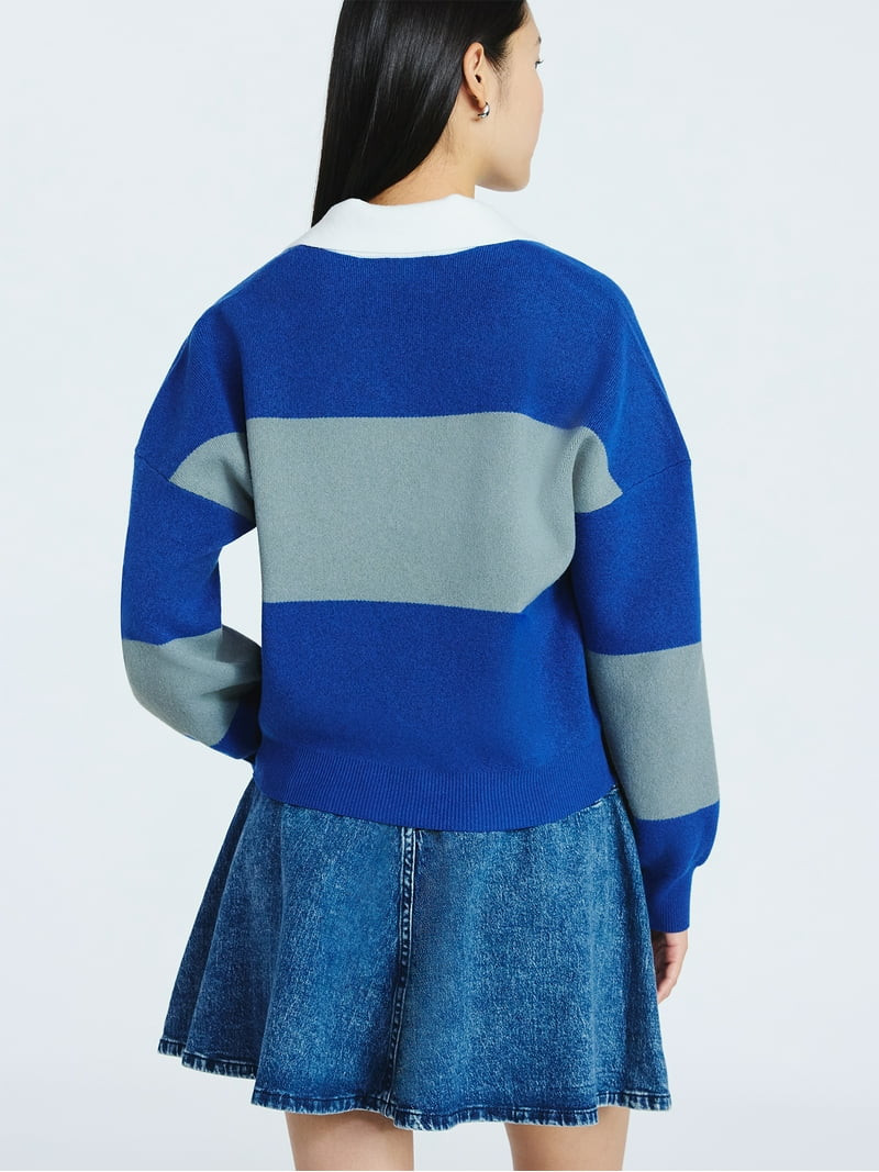 Scoop Women’s and Women’s Plus Oversized Rugby Sweater, Midweight, Sizes XS-4X | Walmart (US)