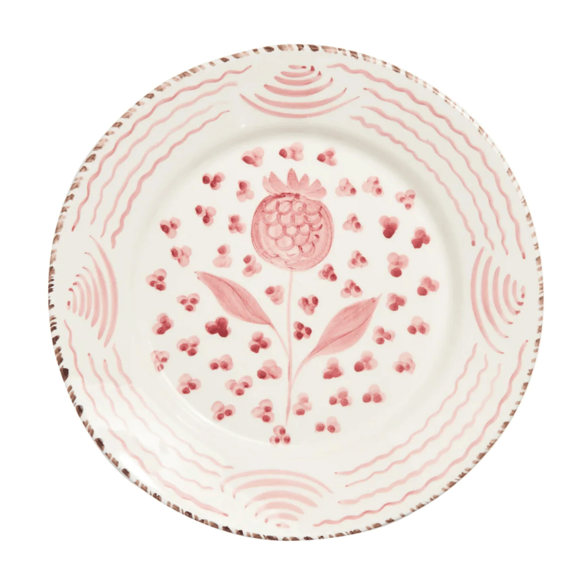 Hand Painted Pink & White Pomegranate Dinner Plates | The Well Appointed House, LLC