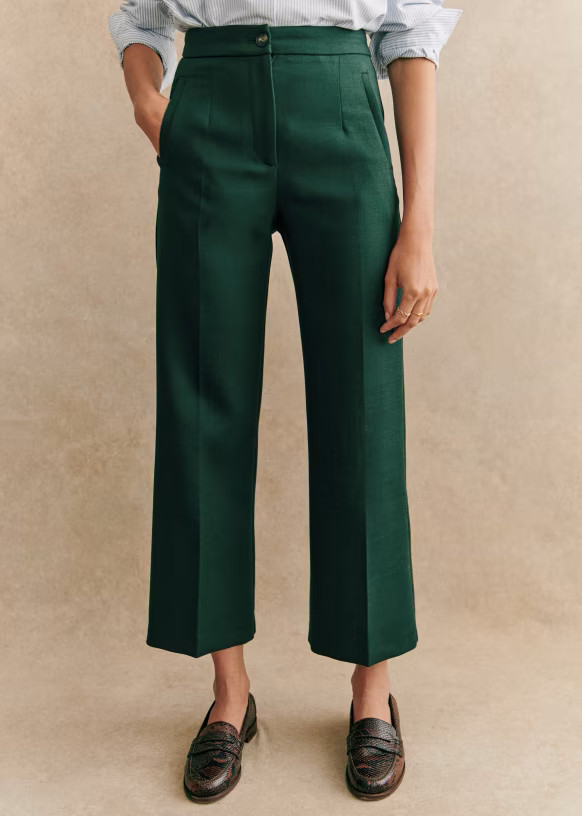 Martin Crop Trousers - Green - Sézane | Sezane Paris
