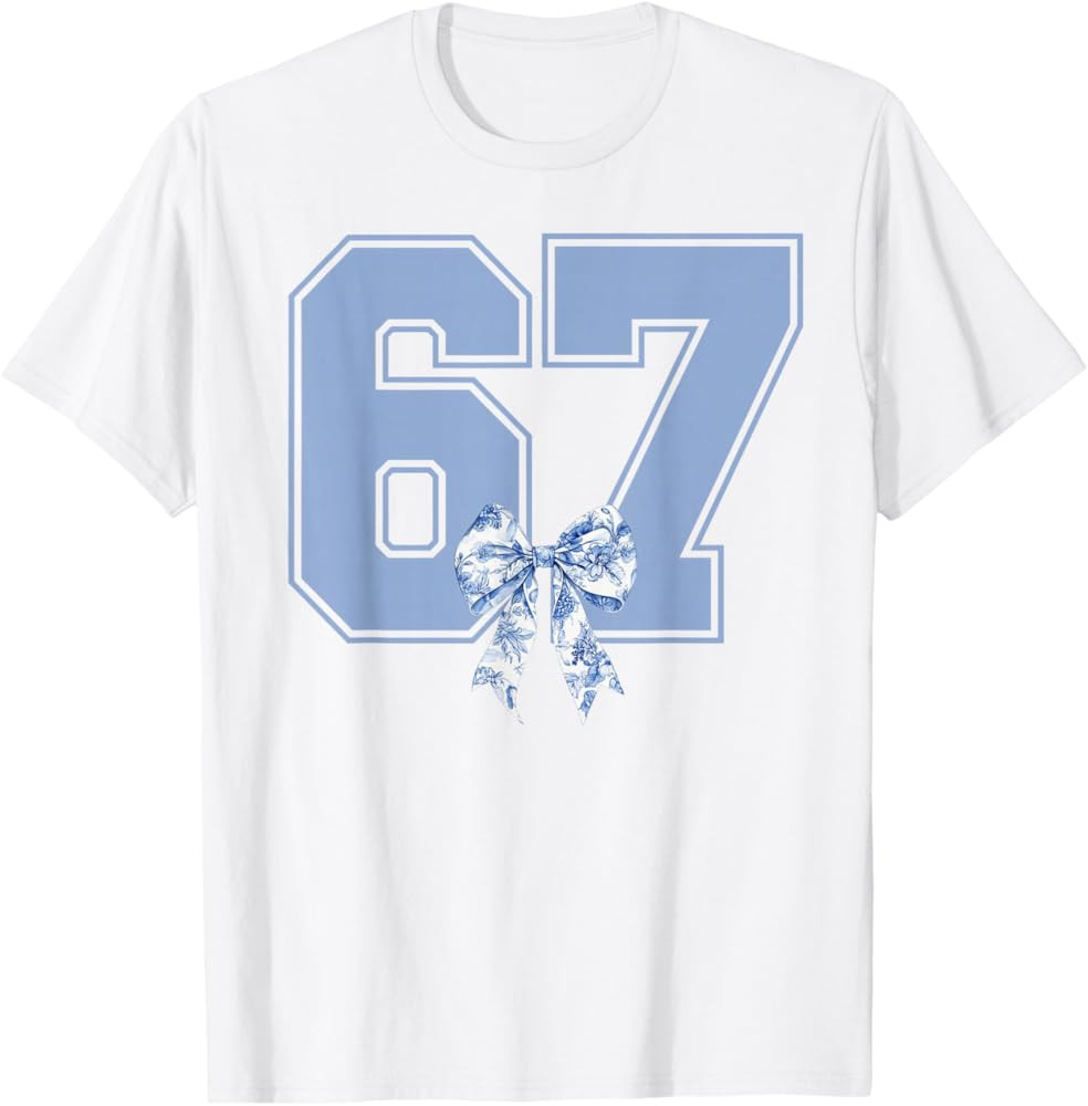 67 Meme Coquette Toile Blue Bow Funny Six Seven Girls T-Shirt | Amazon (US)