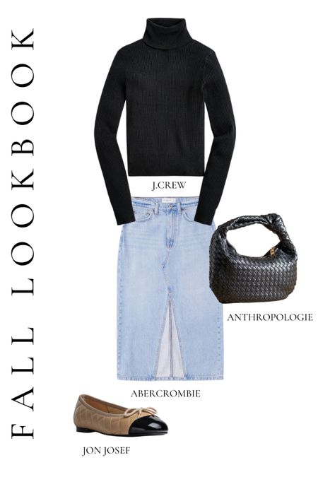 Fall lookbook - turtleneck - denim skirt - flats - bag - xs - 24 - TTS 

#LTKSeasonal